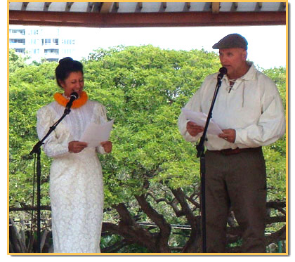 Leilani Kupau-Marino and Brian Dinsmore as Ka'iulani and Archibald Cleghorn