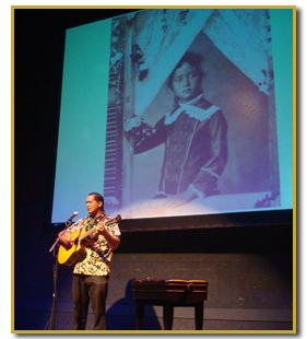 Wilmont Kamaunu Kahaialii of The Ka'iulani Project plays tribute to Princess Ka'iulani